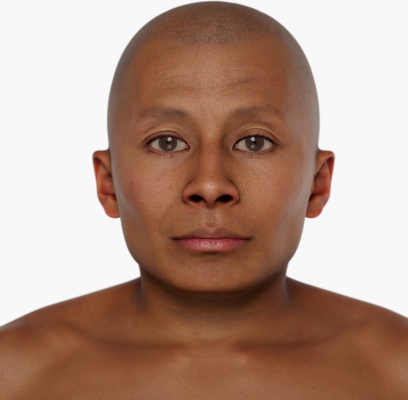 High-resolution head scan render of a lean male with smooth skin and defined facial features